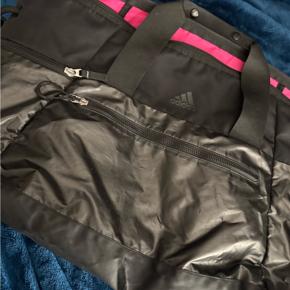 Adidas Black and Pink Sports Bag